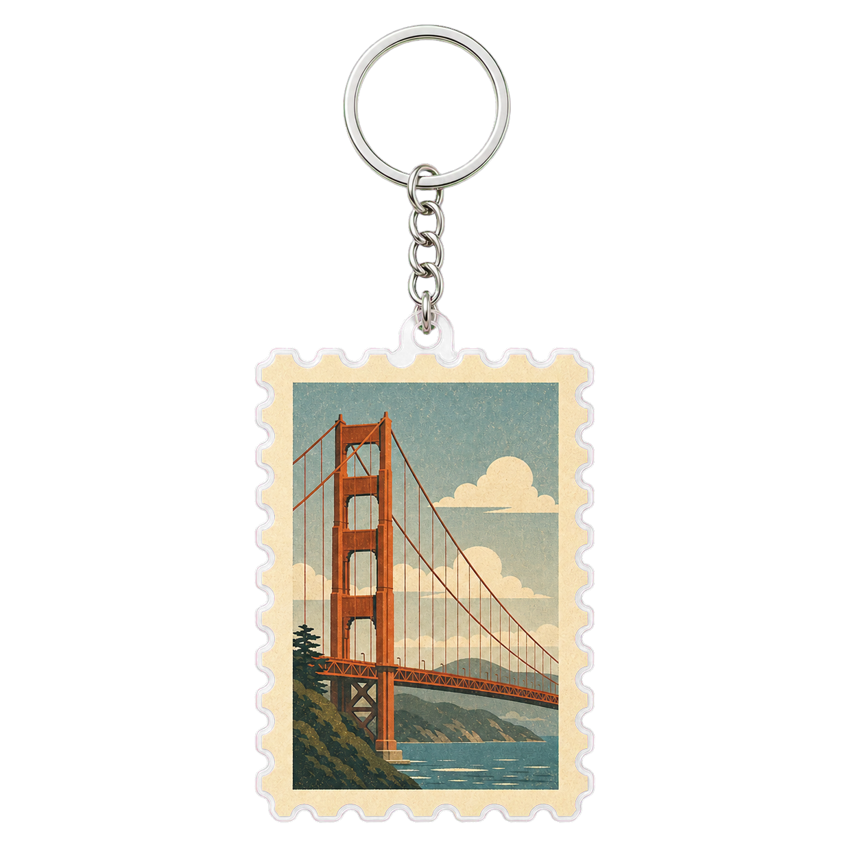 Golden Gate Homeland Stamp acrylic keychain