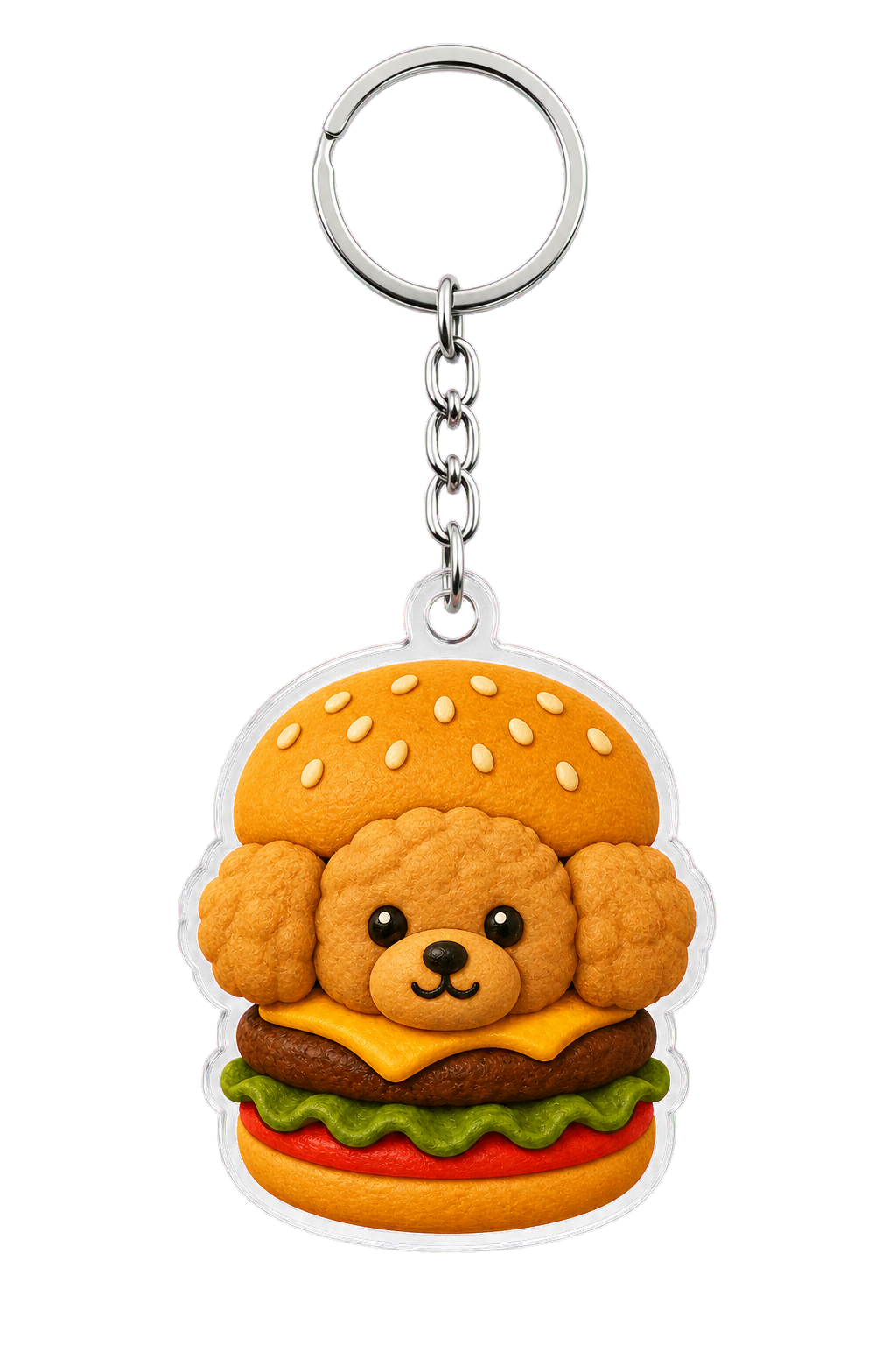 Pet Burger Stack acrylic keychain